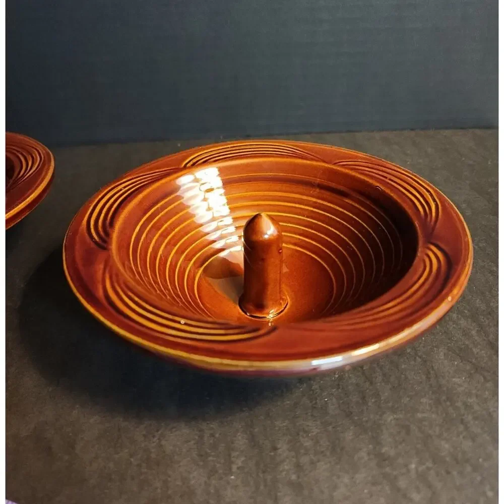 Vtg Apple Baker Hand Thrown Pottery Brown Stoneware 6.5
